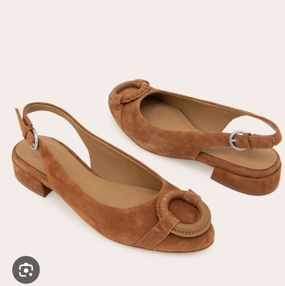 Gentle Souls by Kenneth Cole Athena Slip On Slingback Suede Leather Flats(8)